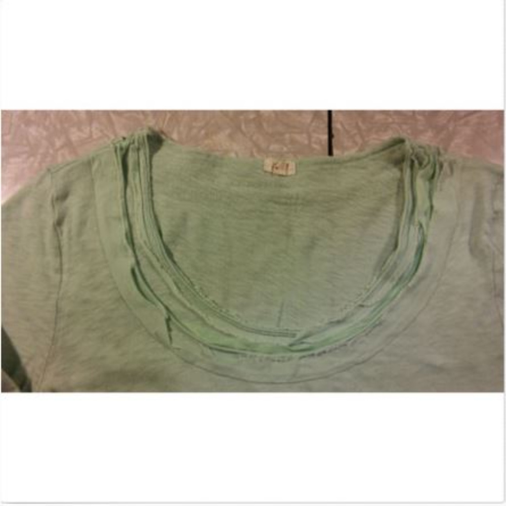 J Crew ~ Sea/Mint Green Layered Scoop Neck 3/4 Slv - Picture 2 of 6